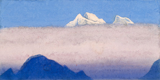 Гималаи [Утренние туманы]. 1944 Himalayas [The Morning Mists] Картон, темпера. 15,2 х 30,5