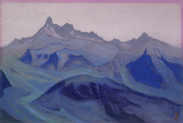 Гималаи [Рассветные волны]. 1944 	 Гималаи [Рассветные волны]. 1944 Himalayas [The Dawn\'s Waves] Картон, темпера. 30,5 х 45,6
