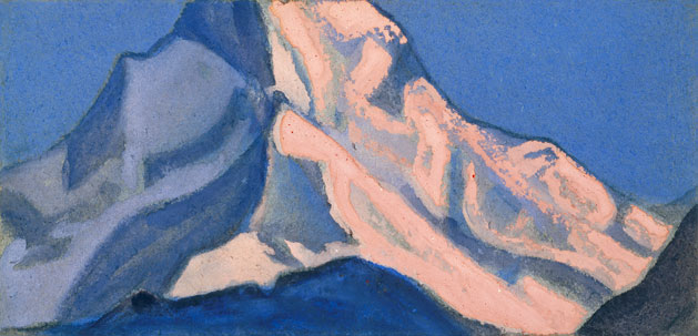 Гималаи [Розовое мгновение снегов]. 1944 Himalayas [The Pink Instant of the Snows] Картон, темпера. 14,6 х 30,5